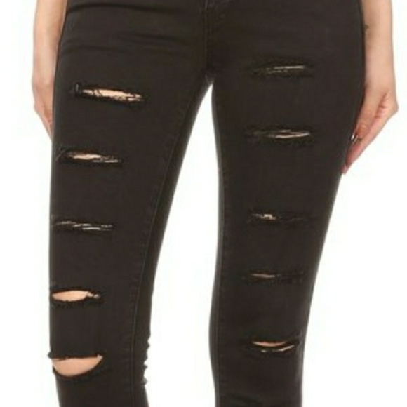 Black Distressed Skinny Jeans - Picture 6 of 8